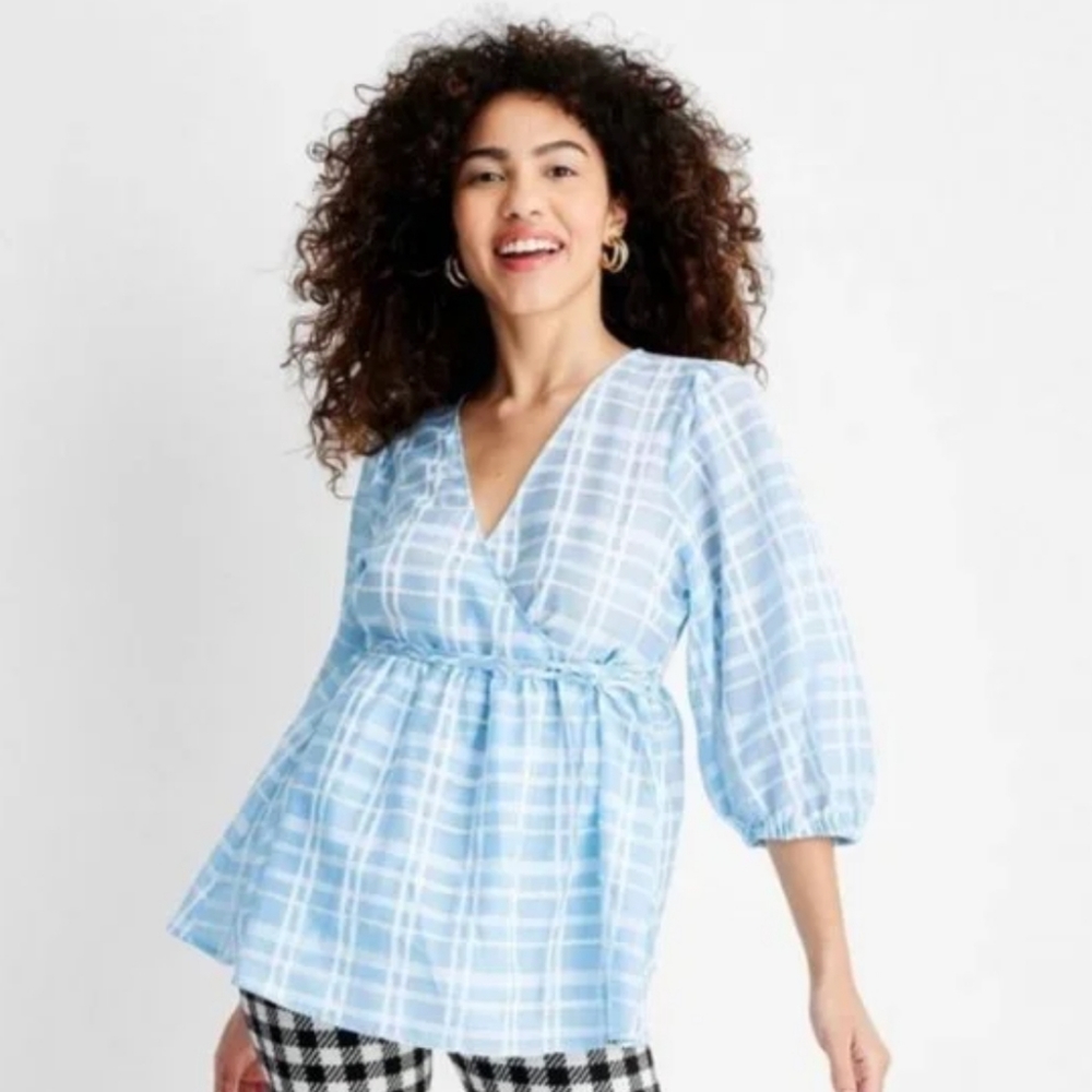 Future Collective Ligt Blue Sheer Top